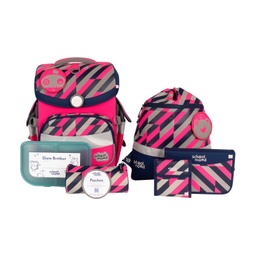 [4260673270032] SCHOOL-MOOD Schulranzen Set Timeless Air+ 7-teilig &quot;Yuna&quot; (Neon Pink)